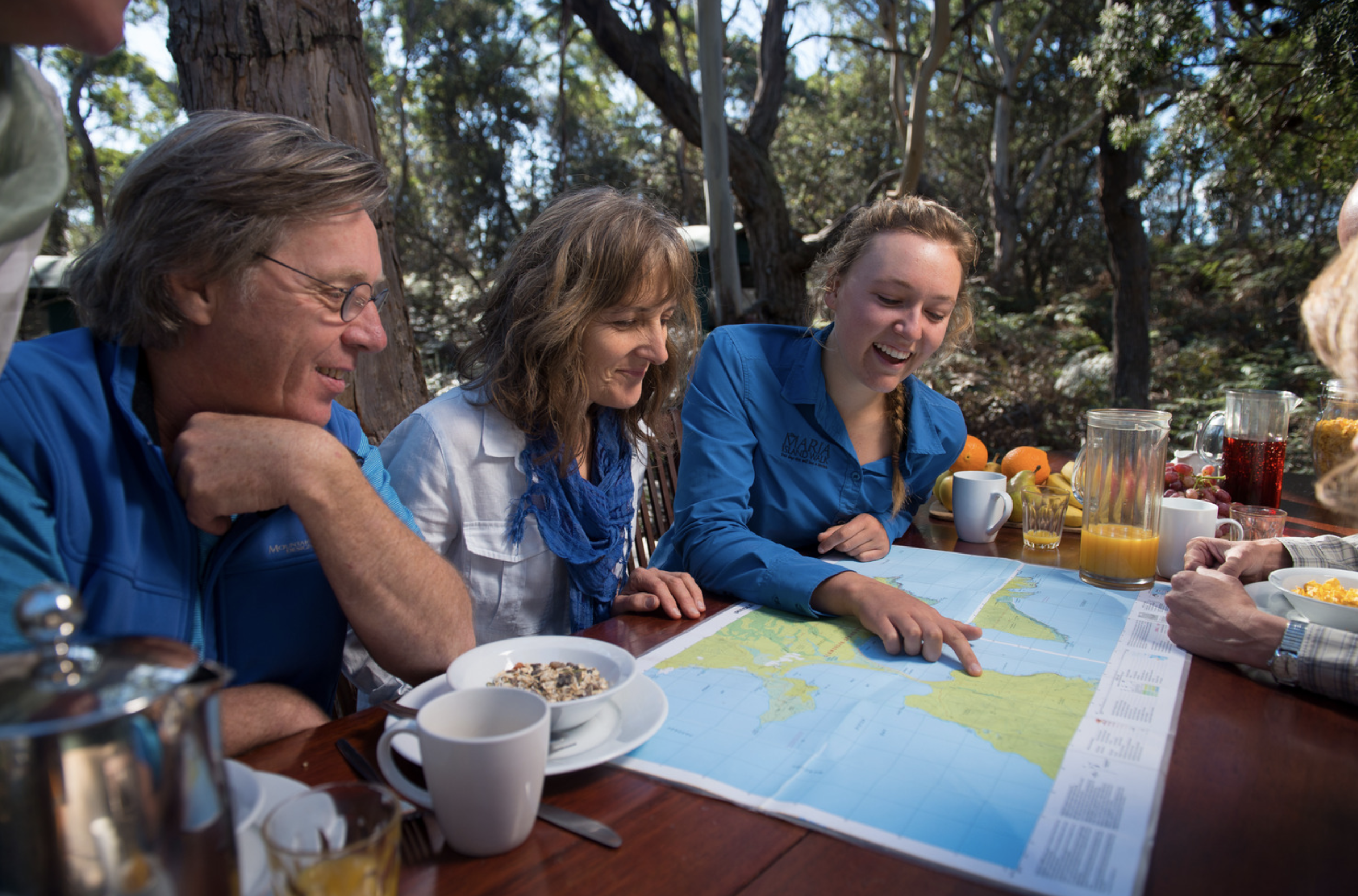 Guides at breakfast on Maria island Walk